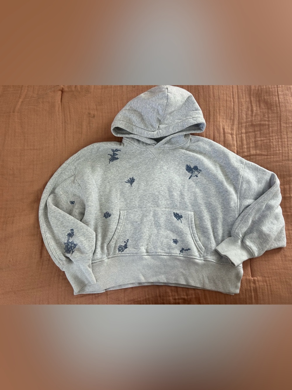 Abercrombie & Fitch Grey Embroidered Hoodie Sweatshirt